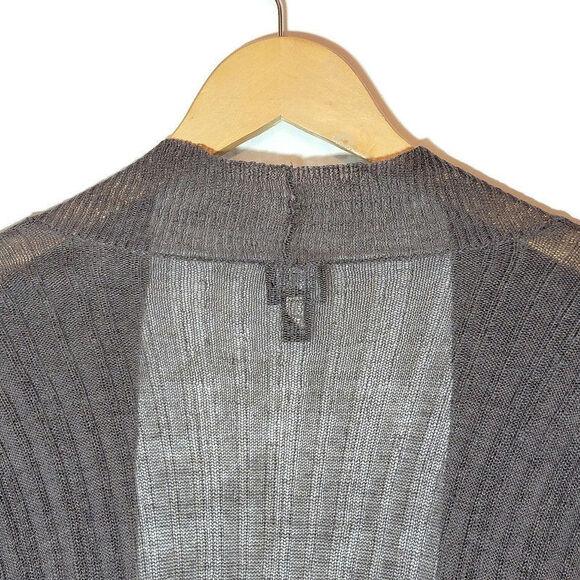 Eileen Fisher Linen Cardigan Sweater Lightweight Brown Gray Classic Summer M - Picture 8 of 14